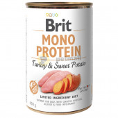 Консервирана храна за кучета BRIT MONO PROTEIN ТURKEY & SWEET POTATO - със 74% прясно пуешко месо и 5% сладки картофи